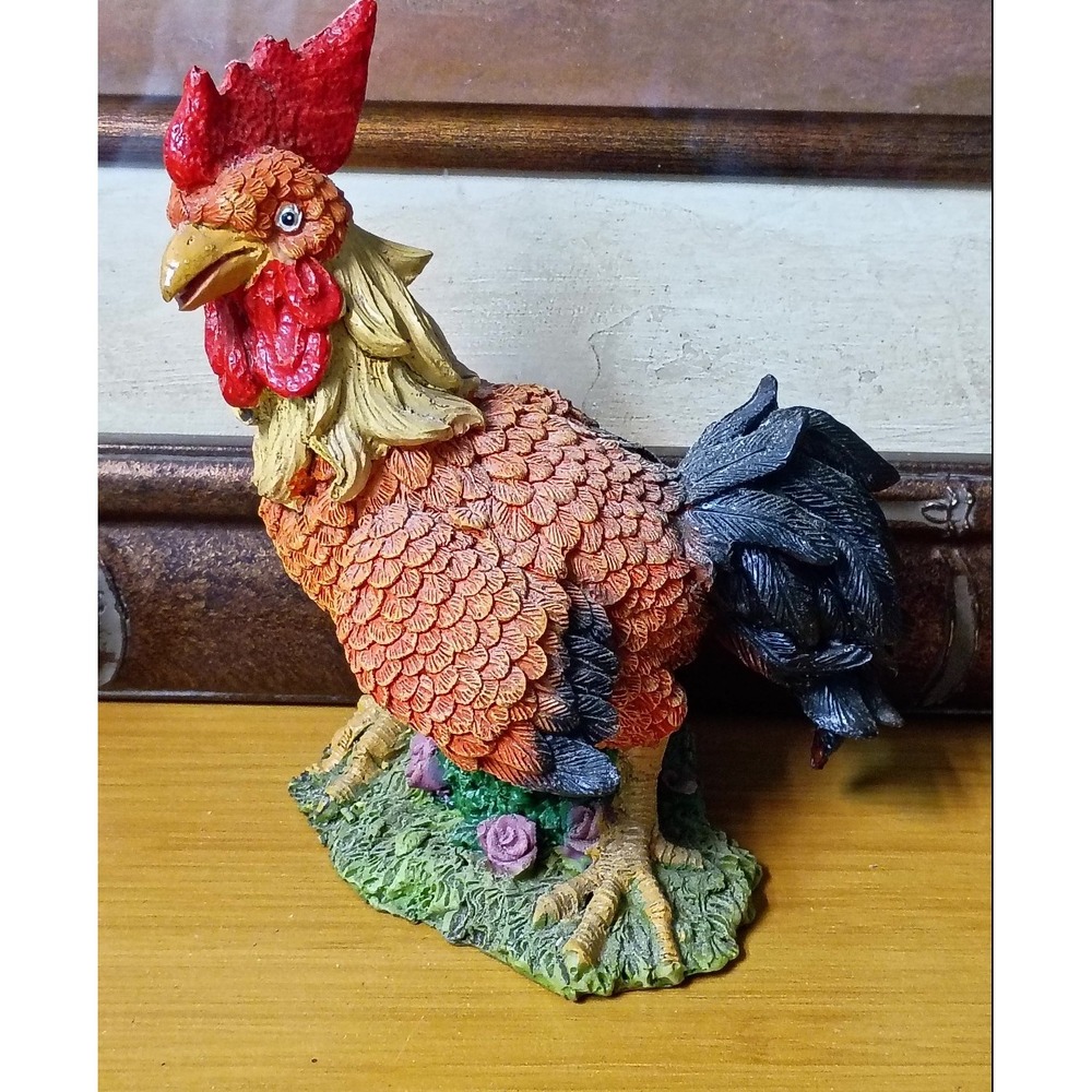 Vintage Farmhouse Resin Rooster Figurine Colorful Chicken Decor 5 Inch - Picture 4 of 4